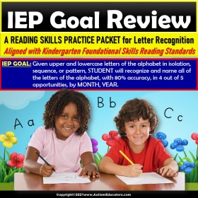 Letter Recognition Review Packet for IEP Goals for Special Education and Autism